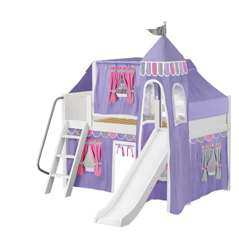 Maxtrix Kids Wow Loft Bed with Slide Tent and Curtains Wayfair
